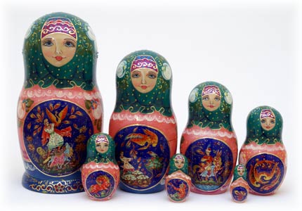 Buy Fire Bird Nesting Doll 7pc./8" -- One-of-a-kind at GoldenCockerel.com