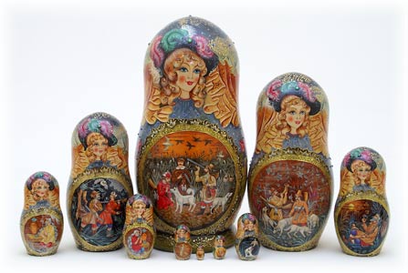 Buy Hunters Nesting Doll 10pc./10" -- One-of-a-kind at GoldenCockerel.com