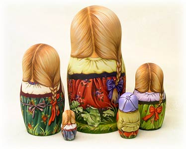 Buy Peasant Children Nesting Doll 5pc./6" -- One-of-a-kind at GoldenCockerel.com