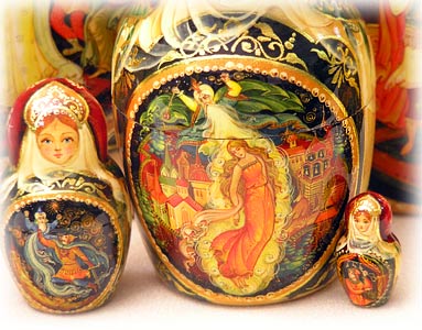 Buy "Pushkin's Ruslan & Lyudmila" Nesting Doll 10pc./11" -- One-of-a-kind at GoldenCockerel.com