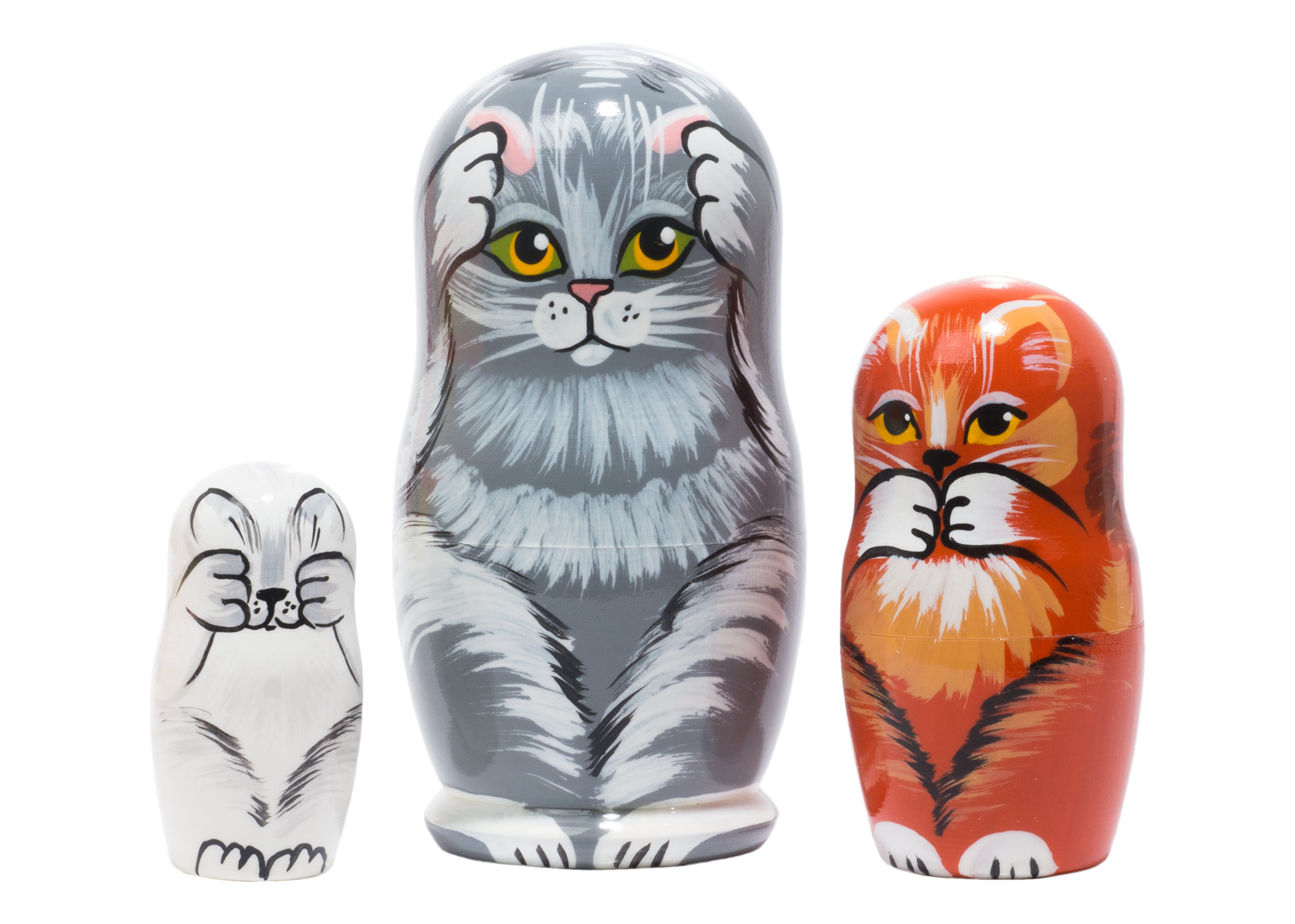 Buy No Evil Cats Nesting Doll 3pc./4" at GoldenCockerel.com