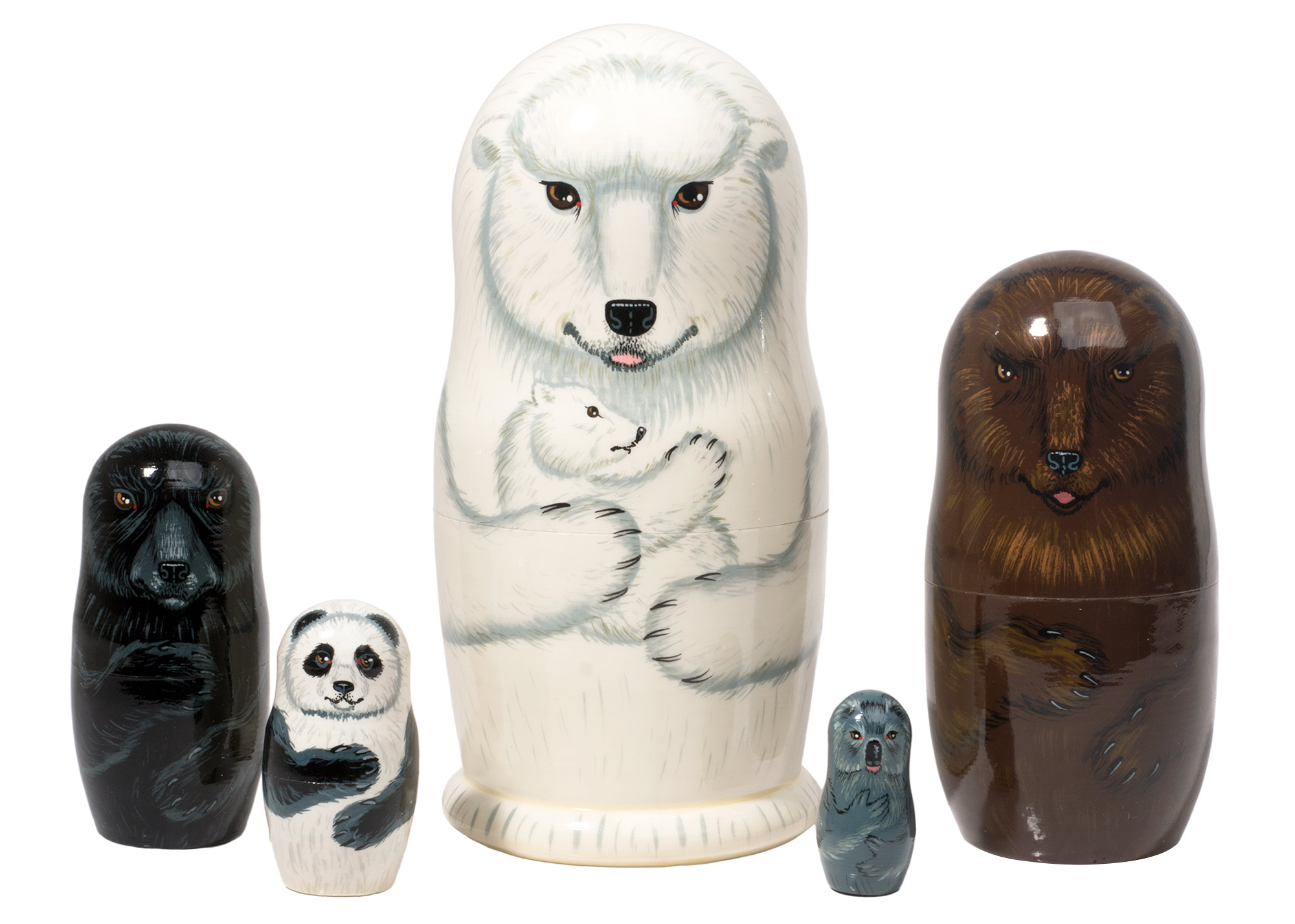 Buy Bears of the World Nesting Doll 5pc./6" at GoldenCockerel.com