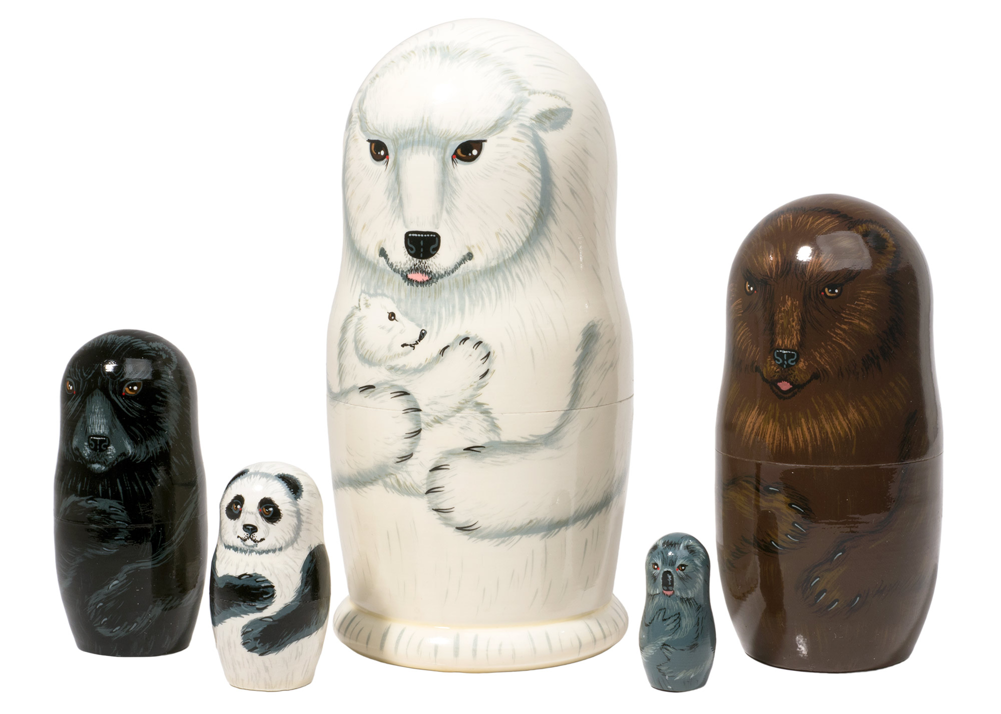 Buy Bears of the World Nesting Doll 5pc./6" at GoldenCockerel.com