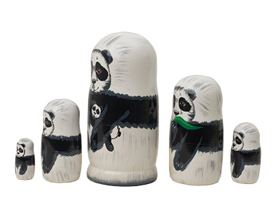 Buy Panda Bear Nesting Doll 5pc./5"   at GoldenCockerel.com