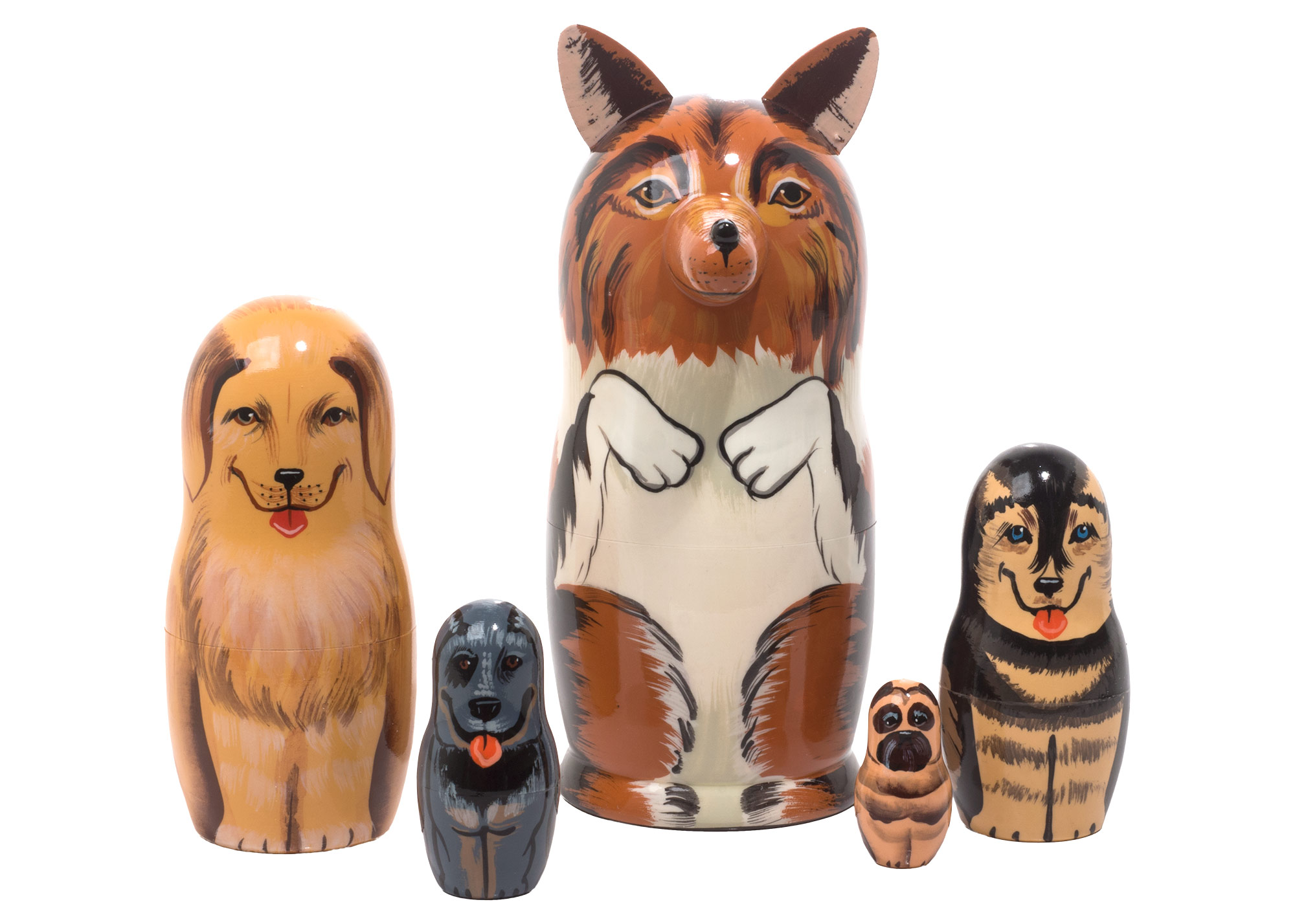 Buy Collie Dog Nesting Doll 5pc./6" at GoldenCockerel.com