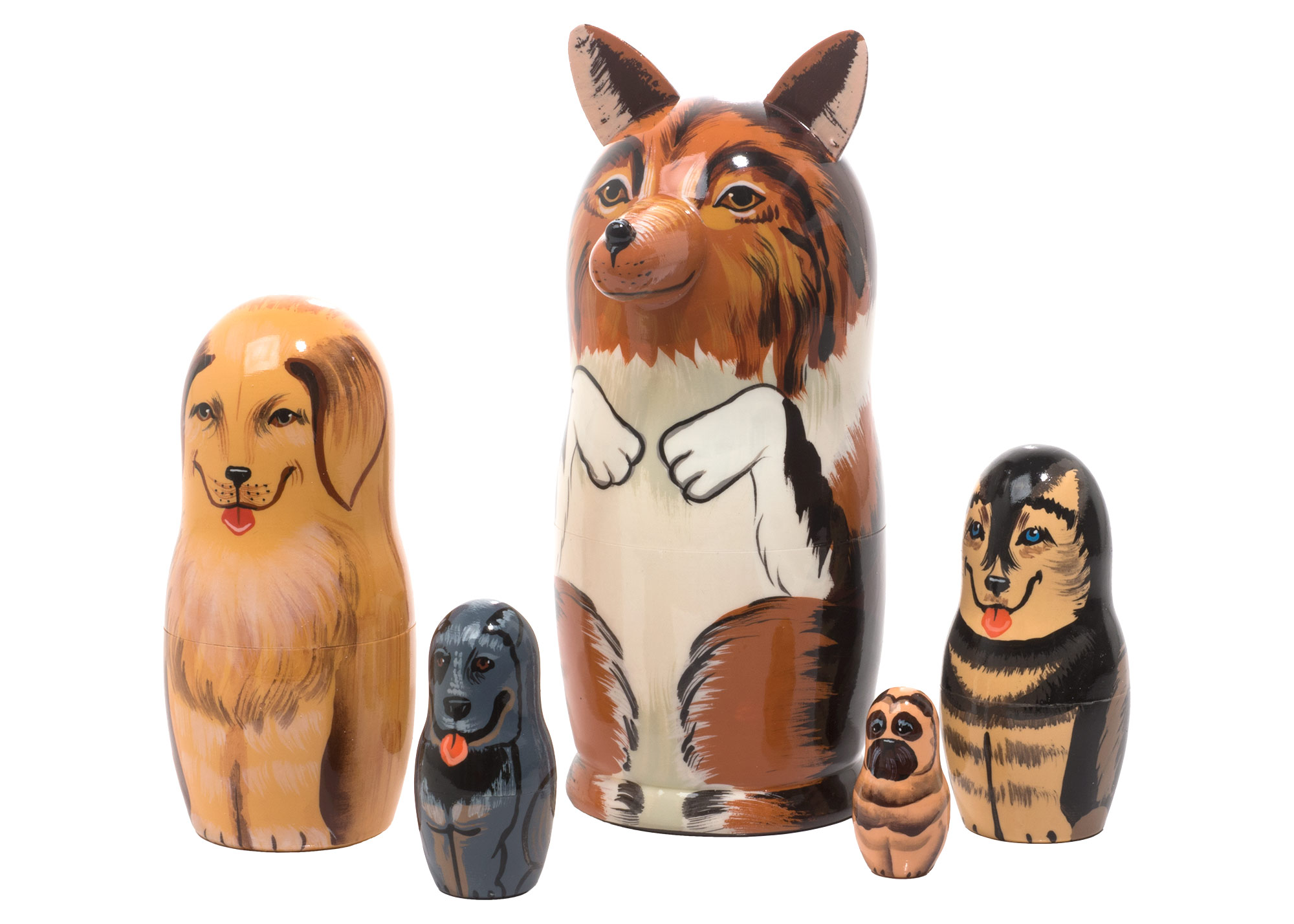 Buy Collie Dog Nesting Doll 5pc./6" at GoldenCockerel.com