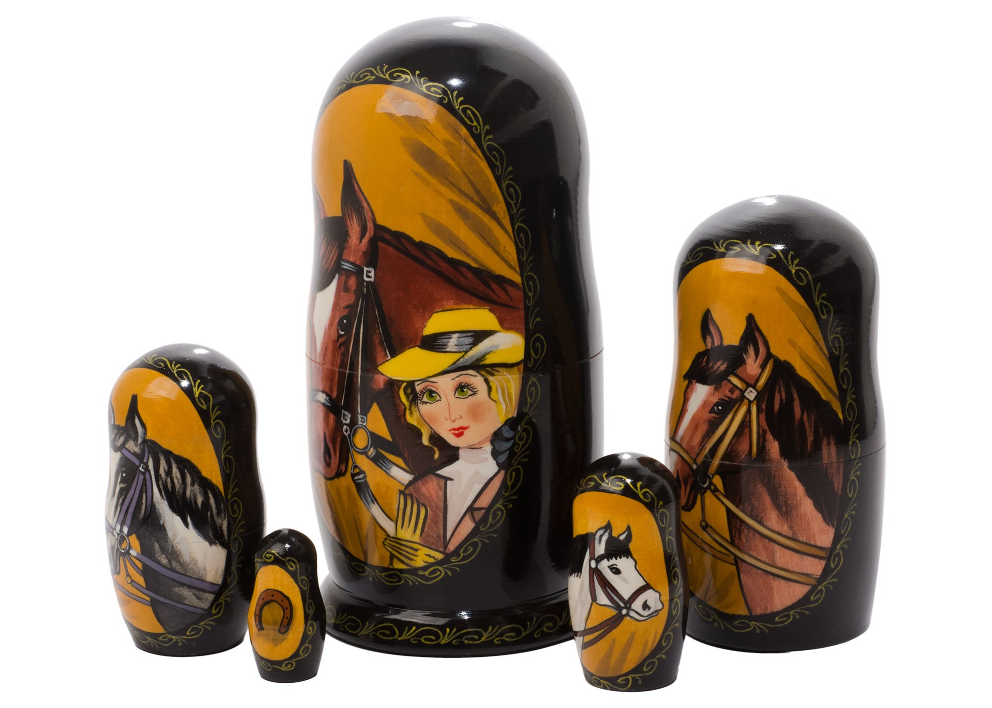 Buy English Horse Nesting Doll 5pc./6"  at GoldenCockerel.com