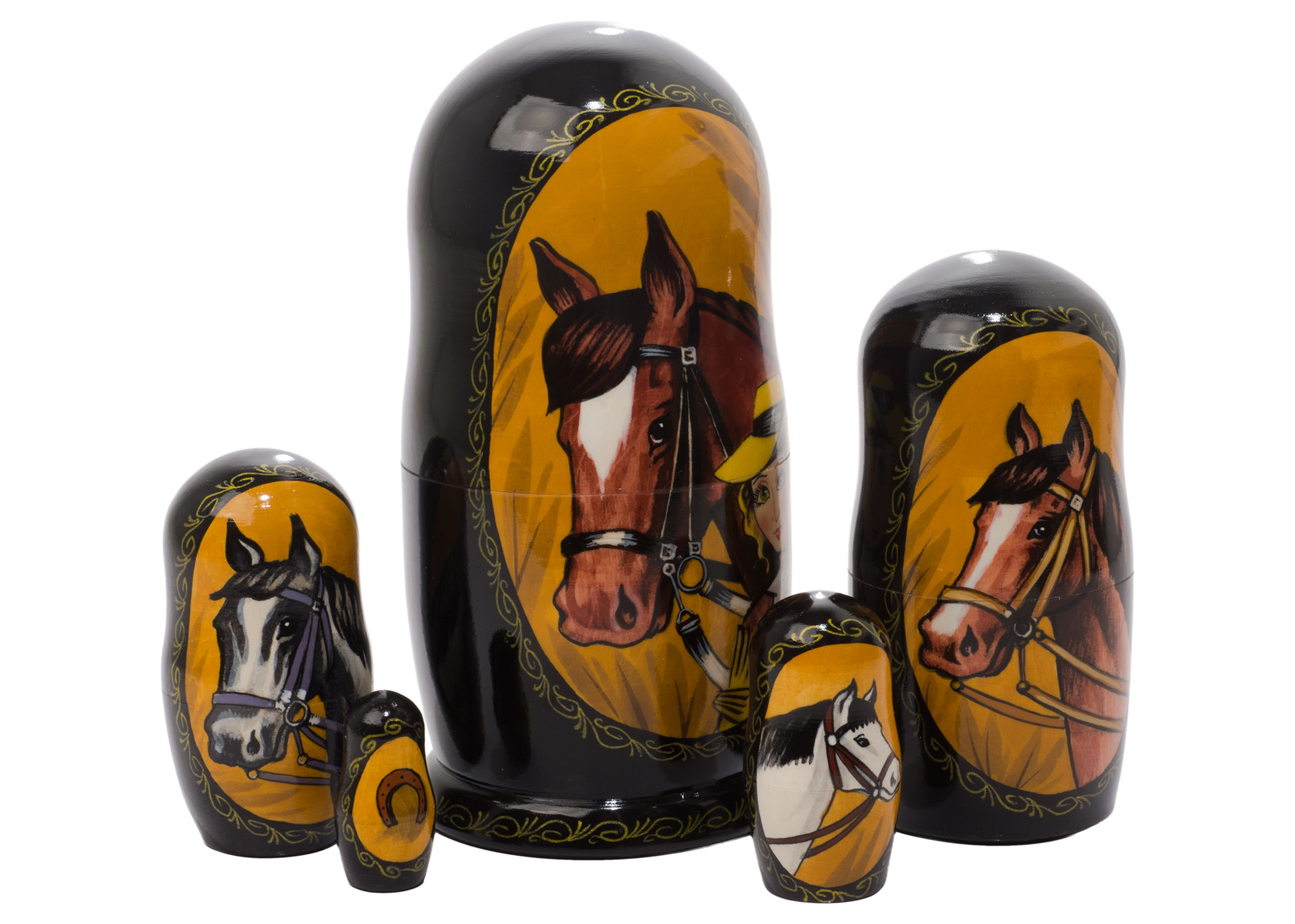 Buy English Horse Nesting Doll 5pc./6"  at GoldenCockerel.com