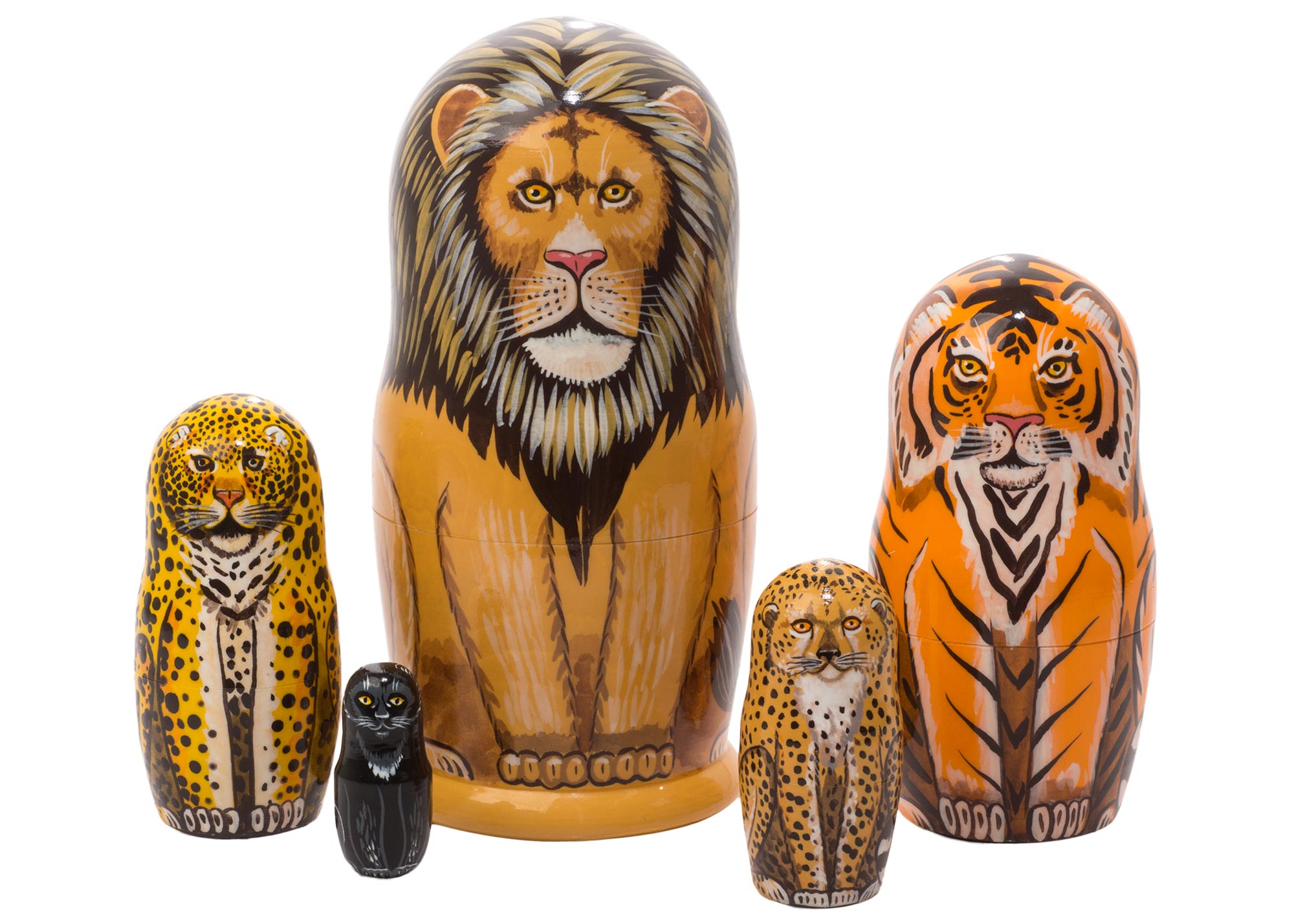 Buy Wild Cats Nesting Doll 5pc./6" at GoldenCockerel.com