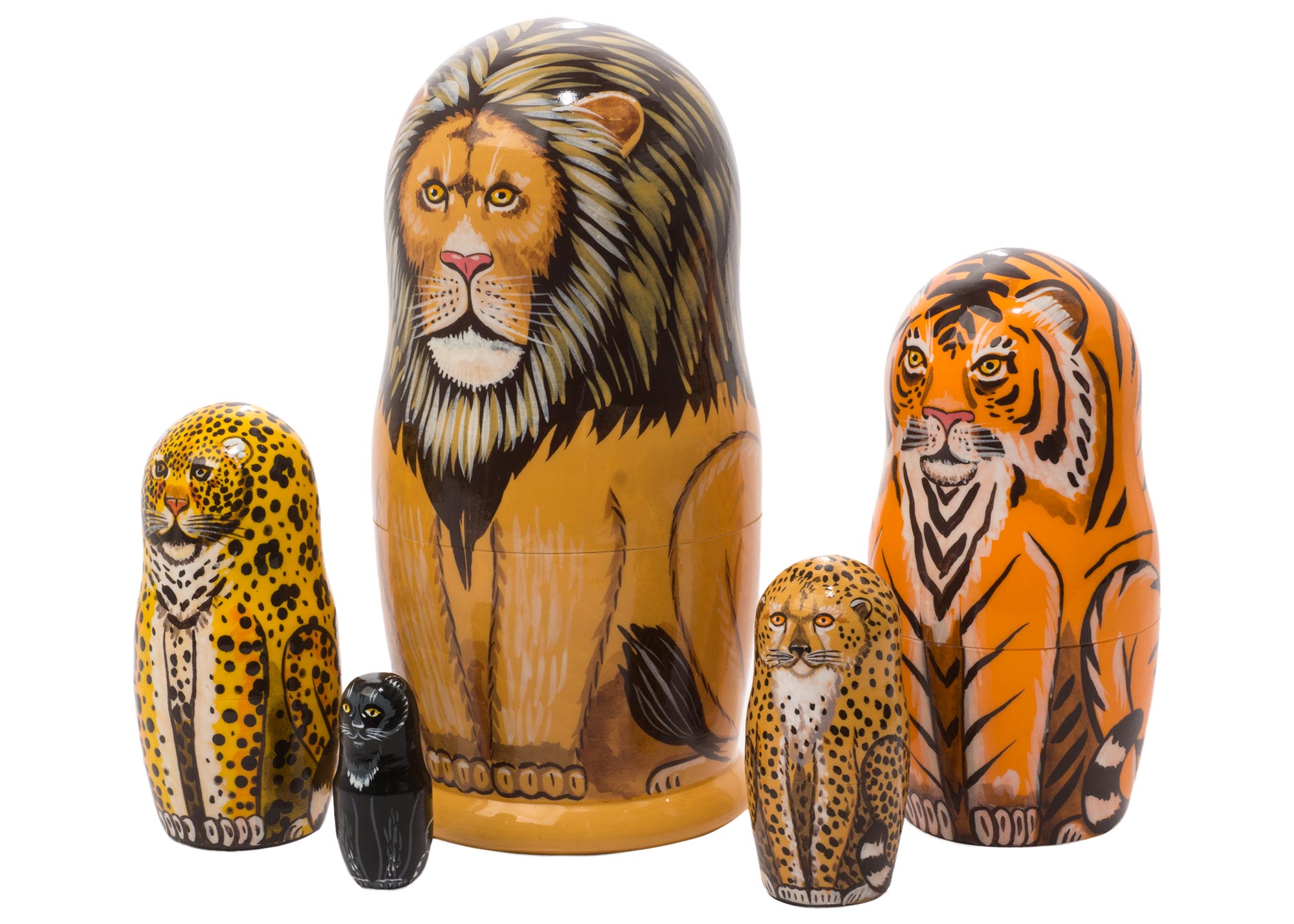 Buy Wild Cats Nesting Doll 5pc./6" at GoldenCockerel.com