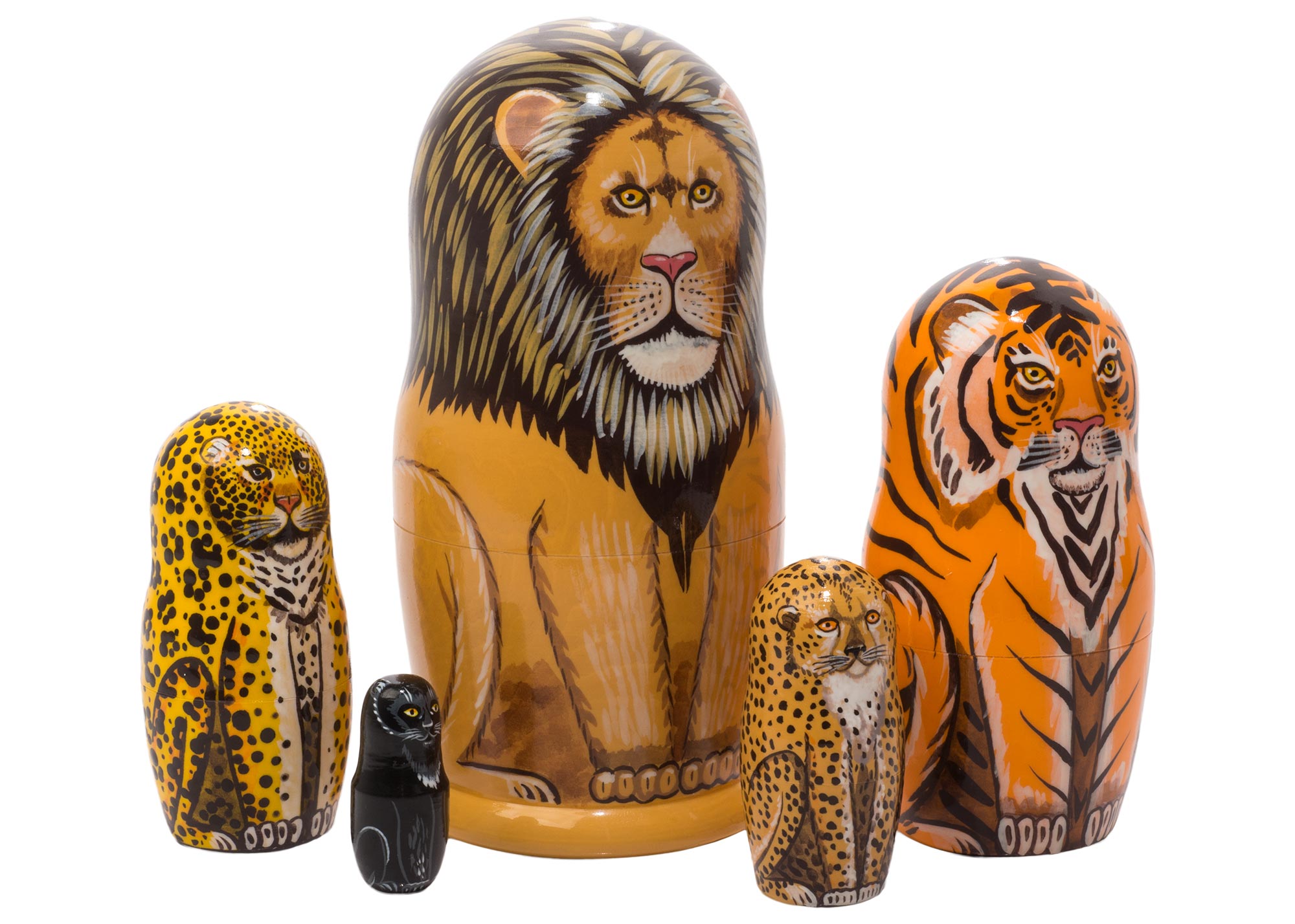 Buy Wild Cats Nesting Doll 5pc./6" at GoldenCockerel.com