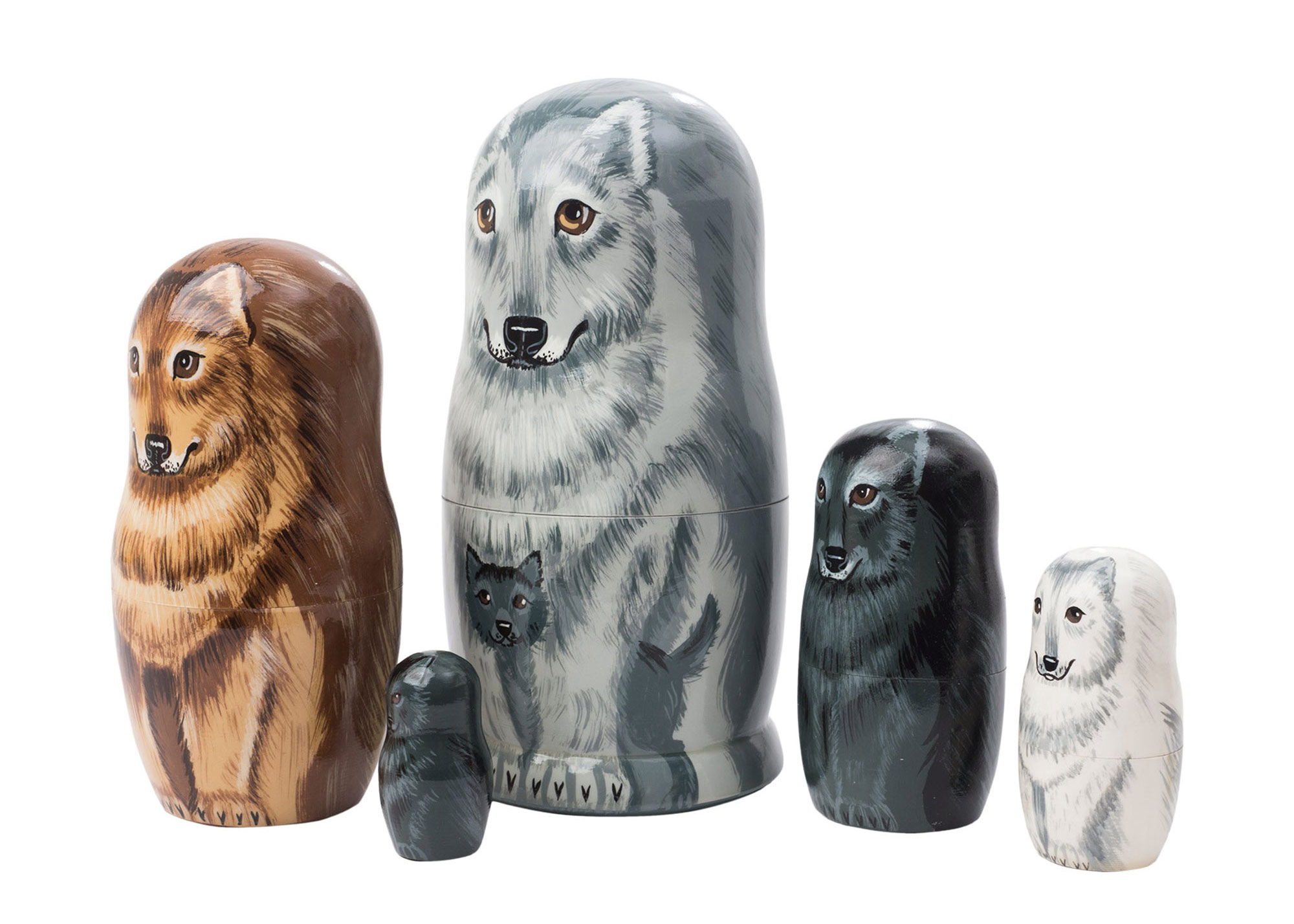 Buy Wolf Portrait Nesting Doll 5pc./6" at GoldenCockerel.com