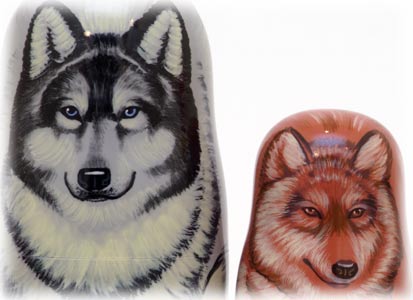 Buy Wolves & Foxes Nesting Doll 5pc./6" at GoldenCockerel.com