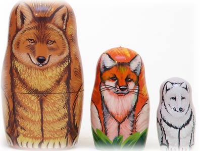 Buy Wolves & Foxes Nesting Doll 5pc./6" at GoldenCockerel.com