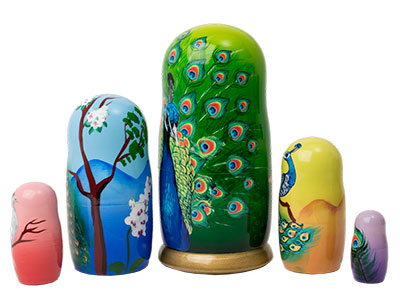 Buy Peacock Nesting Doll 5pc./6" at GoldenCockerel.com