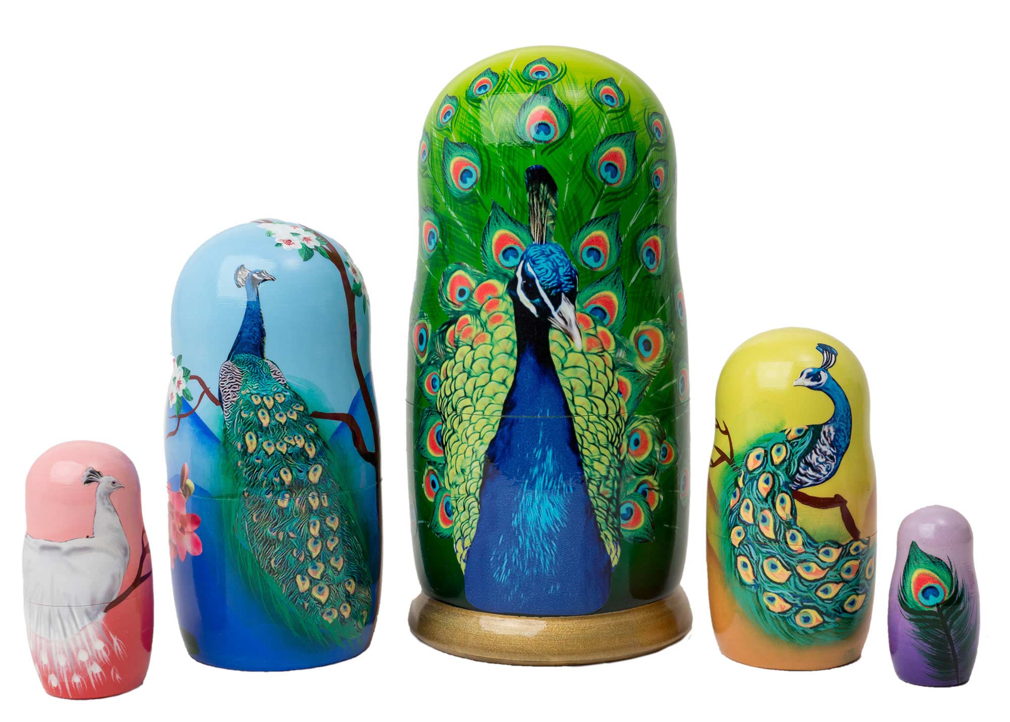 Buy Peacock Nesting Doll 5pc./6" at GoldenCockerel.com