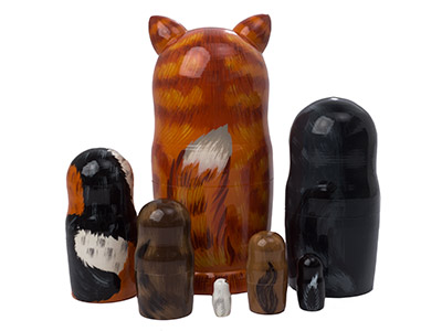 Buy Orange Tabby Cat Nesting Doll 7pc./7" at GoldenCockerel.com