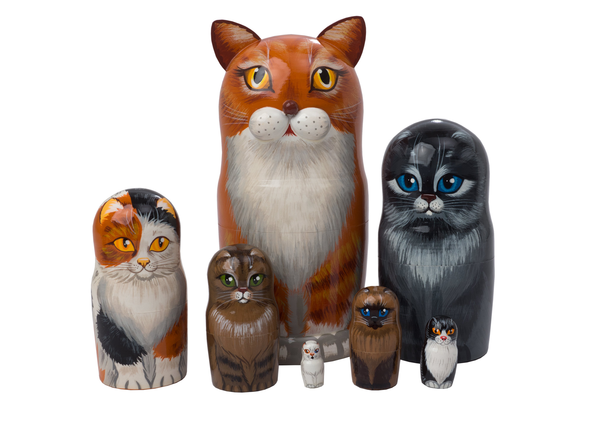 Buy Orange Tabby Cat Nesting Doll 7pc./7" at GoldenCockerel.com