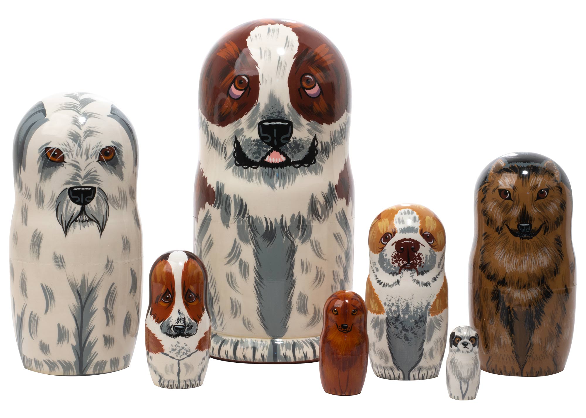Buy St. Bernard Dog Matryoshka Doll 7pc./8" at GoldenCockerel.com