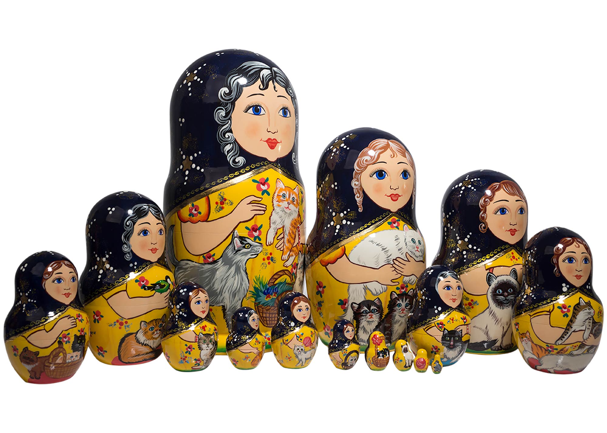 Buy Cat Lover's Dream Nesting Doll 15pc./12" at GoldenCockerel.com