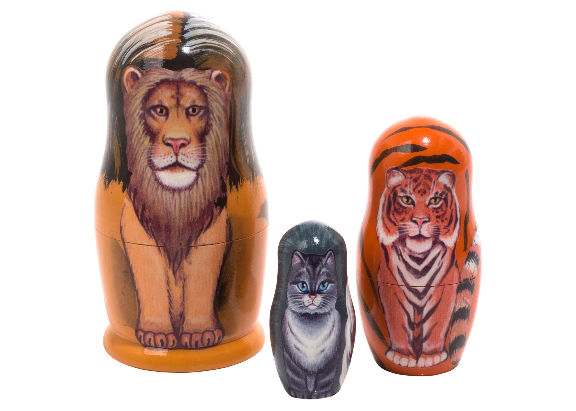 Buy Lion Tiger Kitty Nesting Doll 3pc./3.5" at GoldenCockerel.com