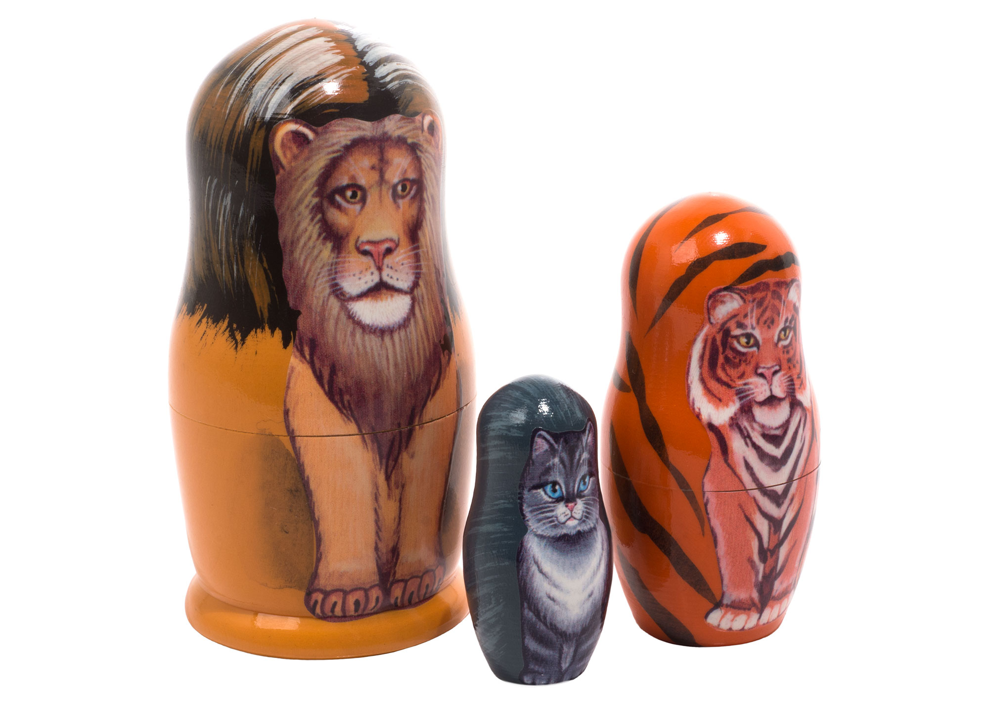 Buy Lion Tiger Kitty Nesting Doll 3pc./3.5" at GoldenCockerel.com