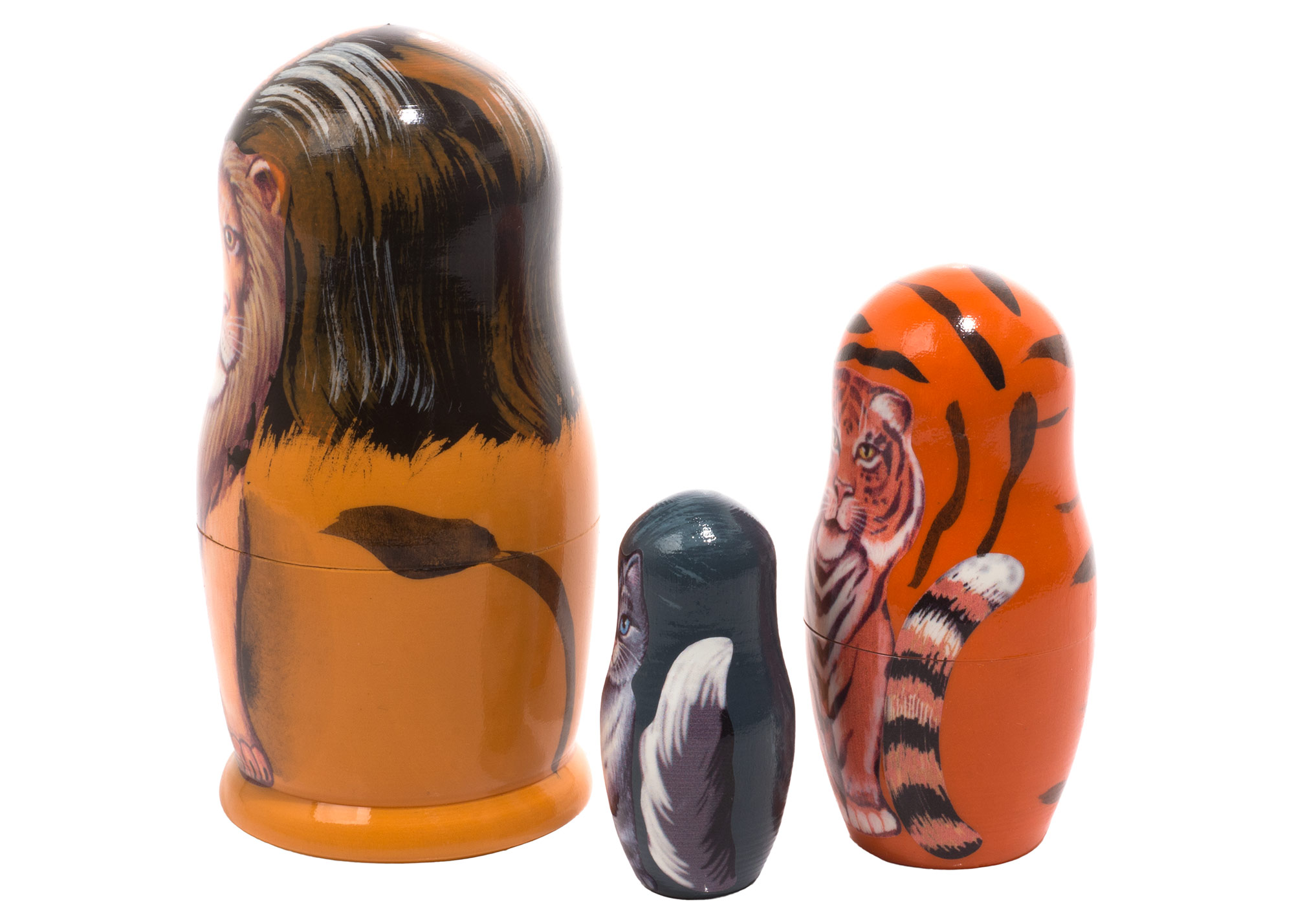 Buy Lion Tiger Kitty Nesting Doll 3pc./3.5" at GoldenCockerel.com