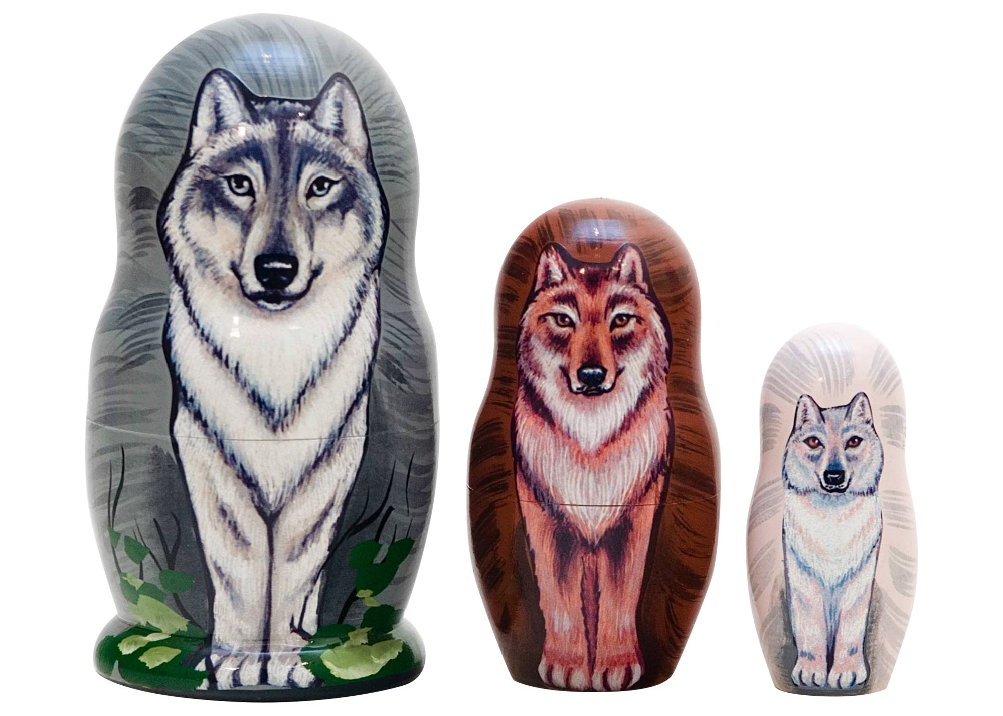 Buy Wolf Pack Nesting Doll 3pc./3.5" at GoldenCockerel.com