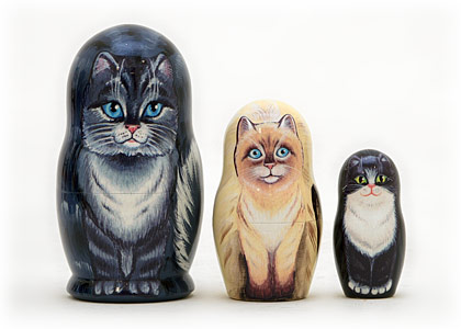 Buy House Cats Nesting Doll 3pc./3.5" at GoldenCockerel.com