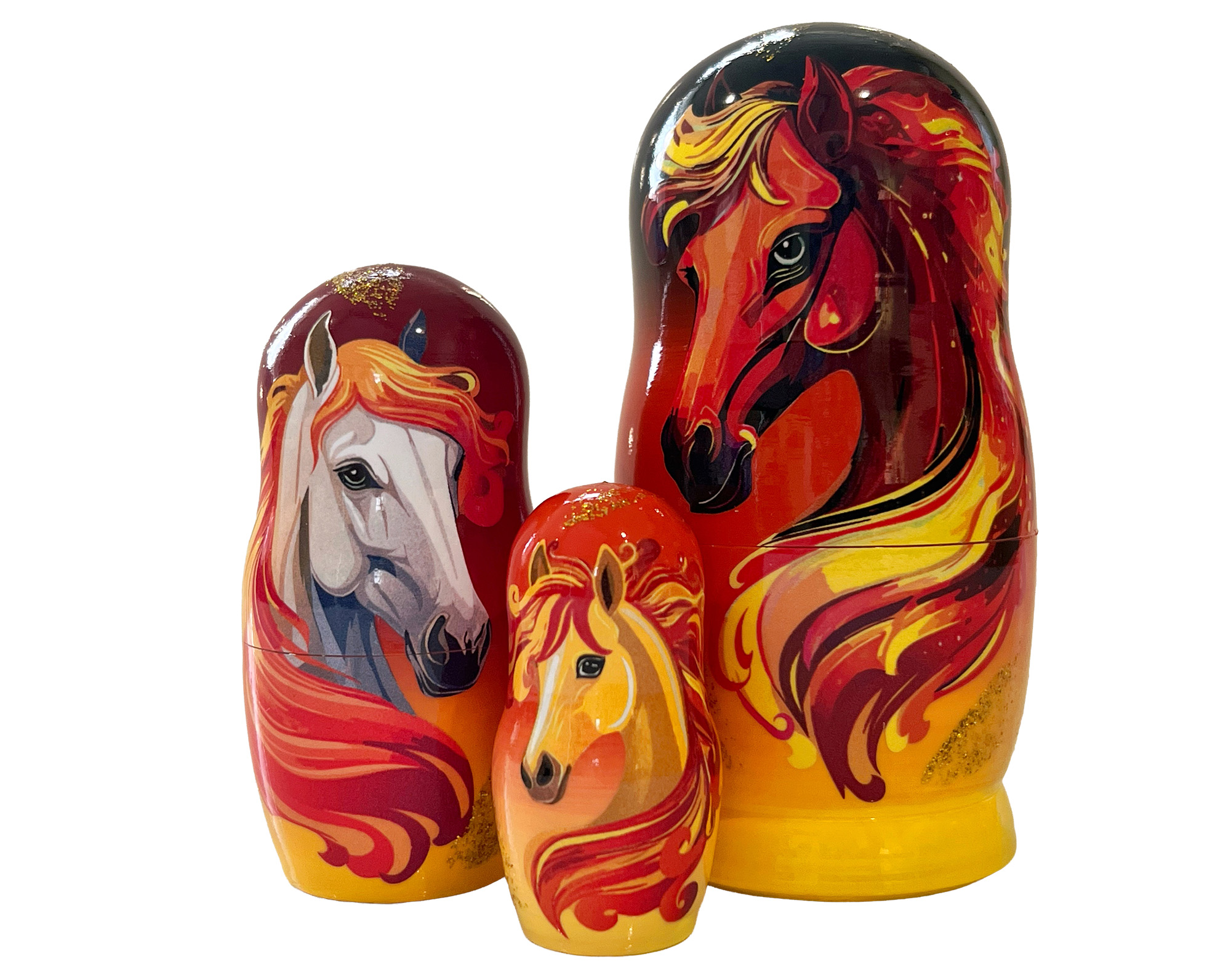 Buy Fire Spirit Horse Nesting Doll 3pc./4" at GoldenCockerel.com