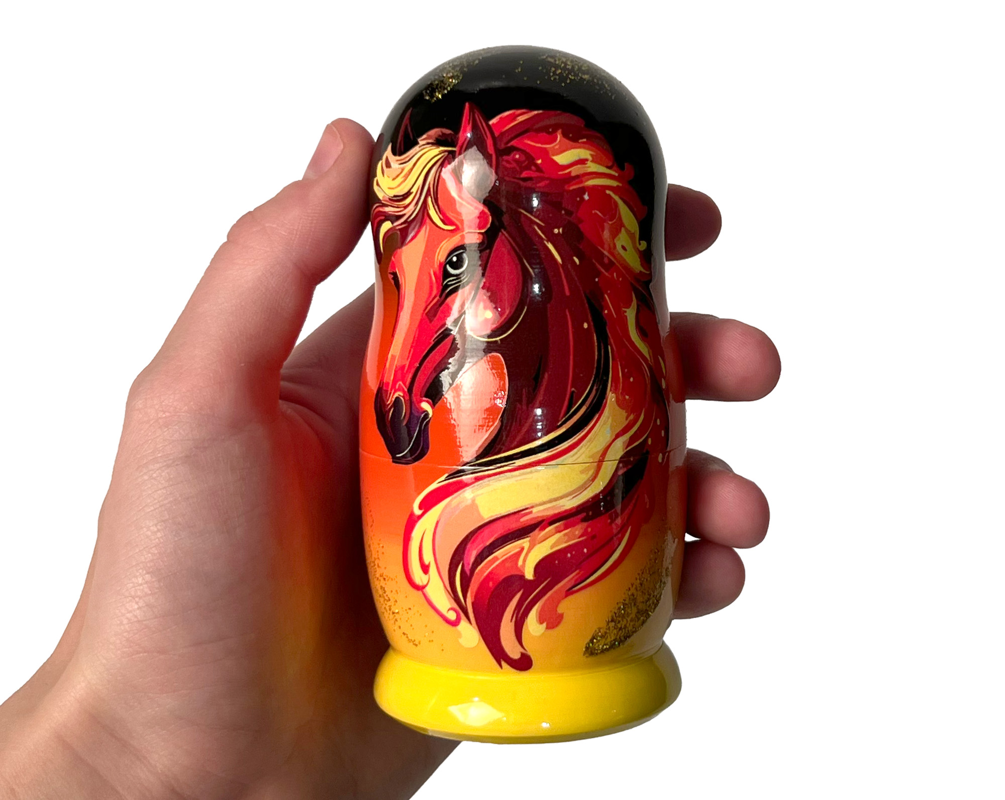 Buy Fire Spirit Horse Nesting Doll 3pc./4" at GoldenCockerel.com