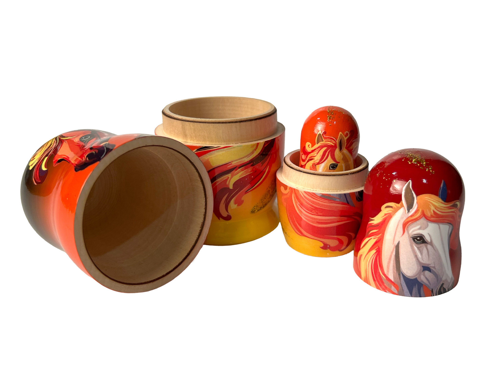Buy Fire Spirit Horse Nesting Doll 3pc./4" at GoldenCockerel.com