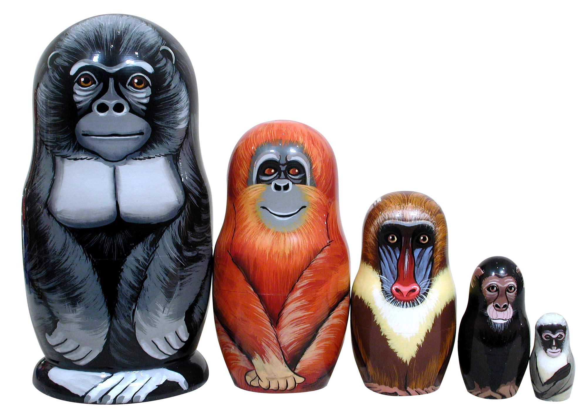 Buy Apes & Monkeys Nesting Doll 5pc./6" at GoldenCockerel.com