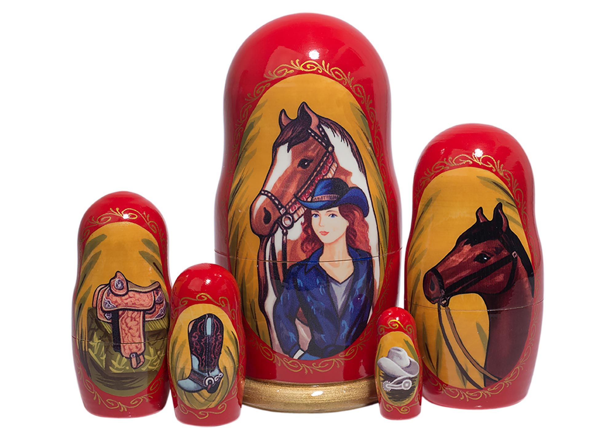 Buy Western Horse Nesting Doll 5pc./6" at GoldenCockerel.com