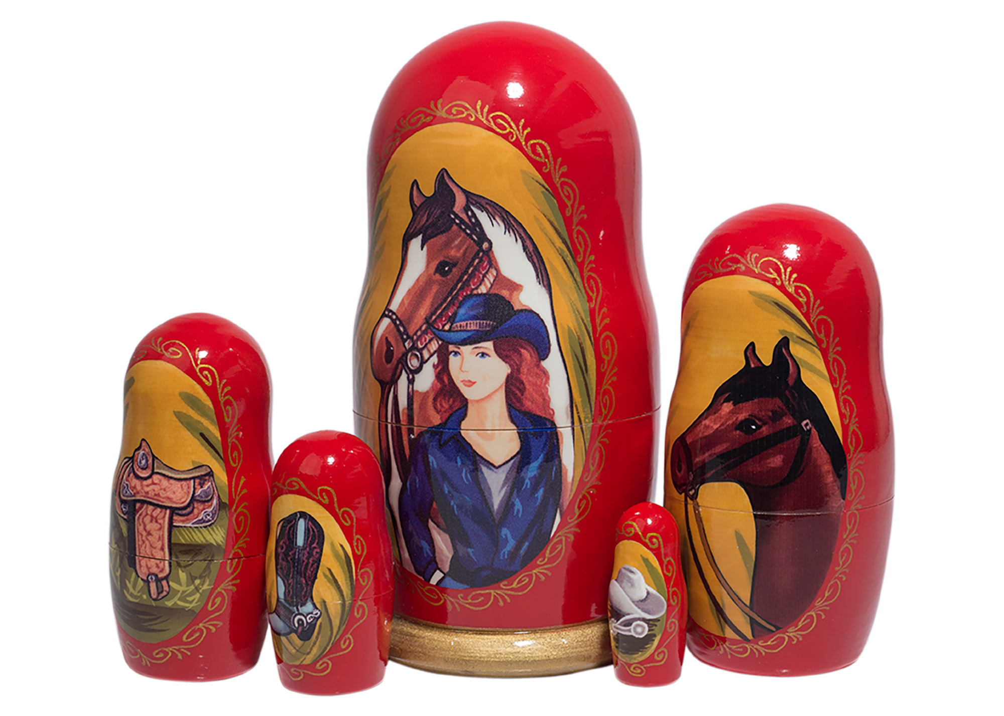 Buy Western Horse Nesting Doll 5pc./6" at GoldenCockerel.com