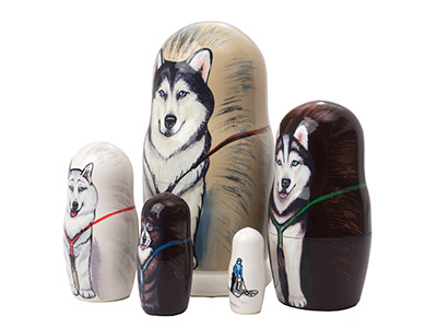 Buy Dog Sled Nesting Doll 5pc./6" at GoldenCockerel.com