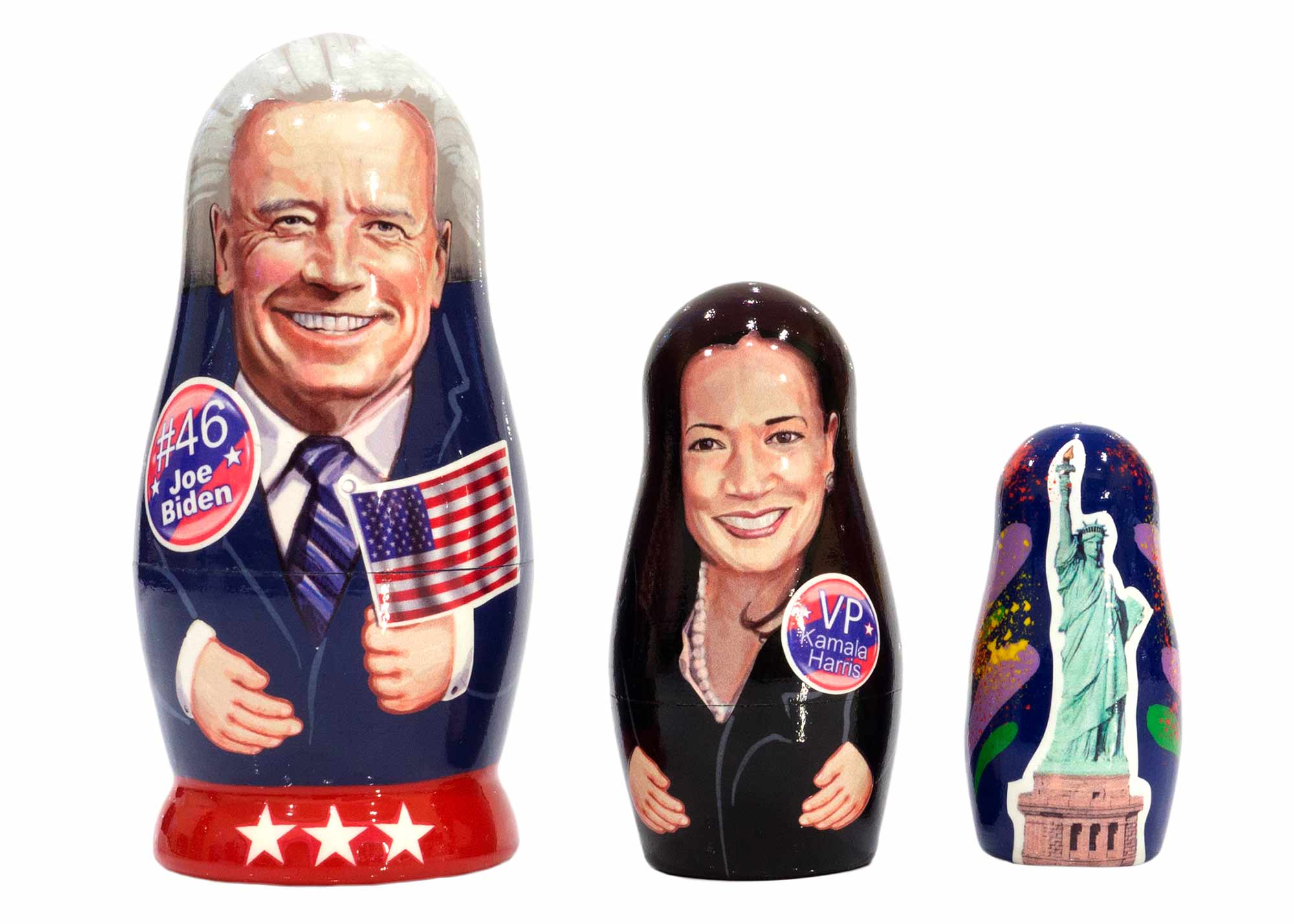 Buy Joe Biden and Kamala Harris Liberty 2020 Nesting Doll 3pc./3" at GoldenCockerel.com