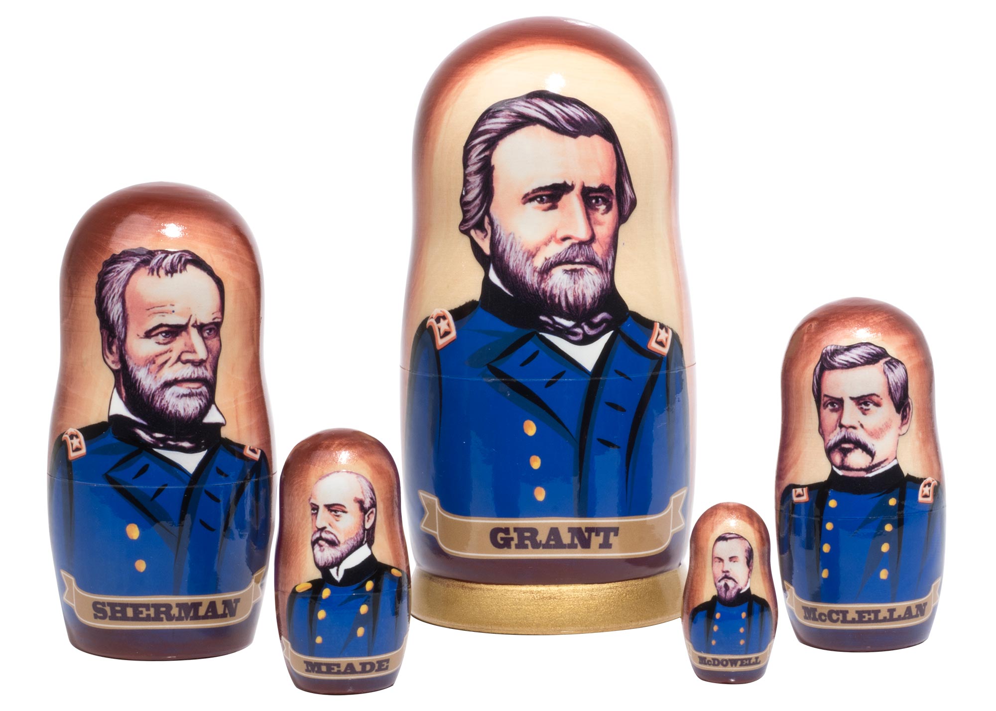 Buy Civil War Union Generals Nesting Doll 5pc./6" at GoldenCockerel.com