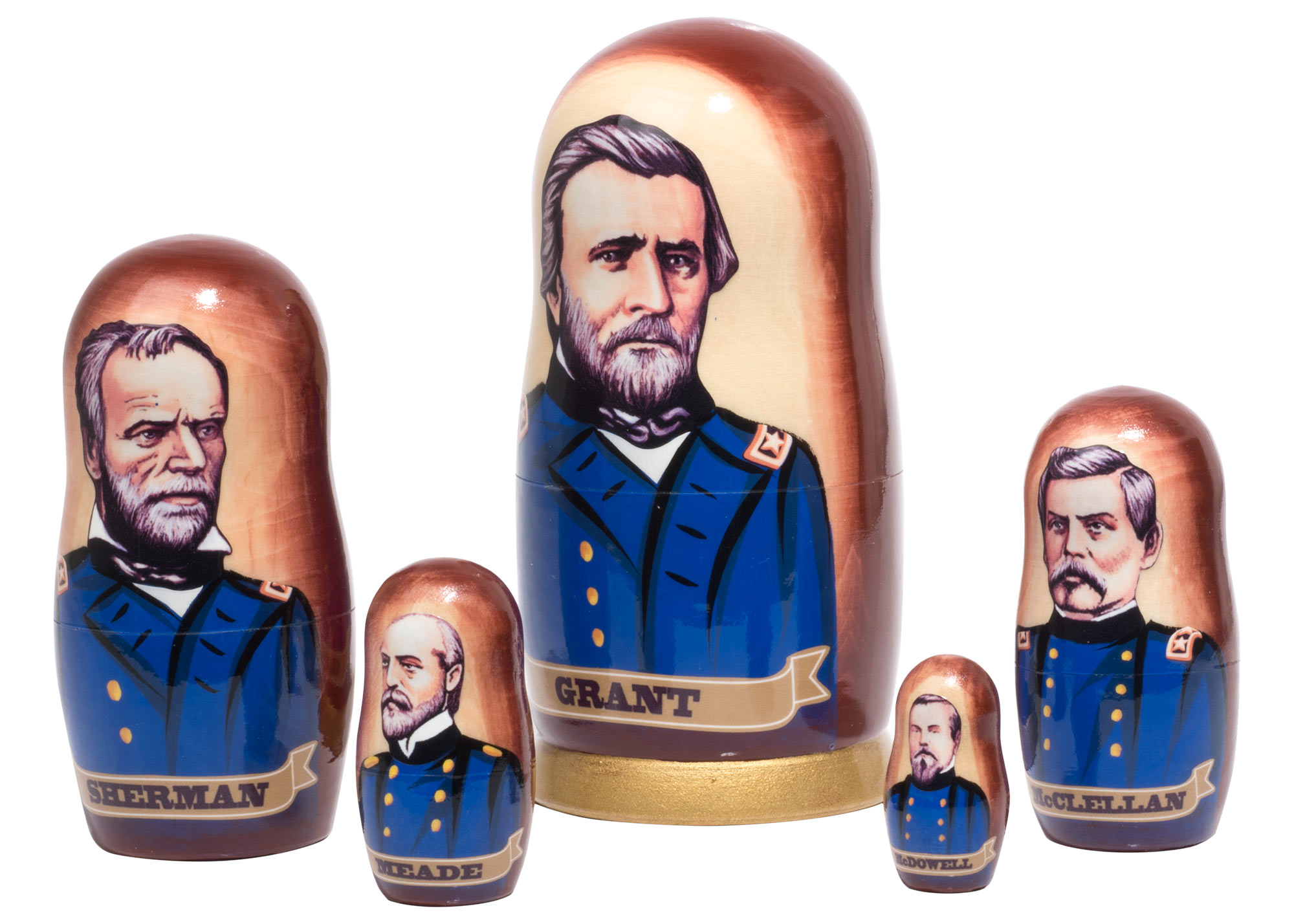 Buy Civil War Union Generals Nesting Doll 5pc./6" at GoldenCockerel.com