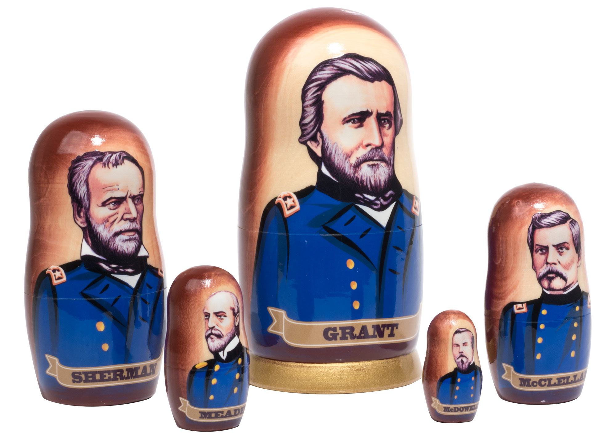 Buy Civil War Union Generals Nesting Doll 5pc./6" at GoldenCockerel.com