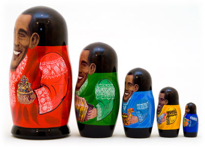 Buy Czar Obama Russian  Nesting Doll 5pc./5" Limited Edition at GoldenCockerel.com