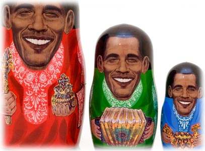 Buy Czar Obama Russian  Nesting Doll 5pc./5" Limited Edition at GoldenCockerel.com