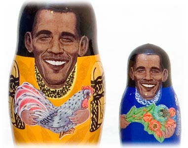 Buy Czar Obama Russian  Nesting Doll 5pc./5" Limited Edition at GoldenCockerel.com