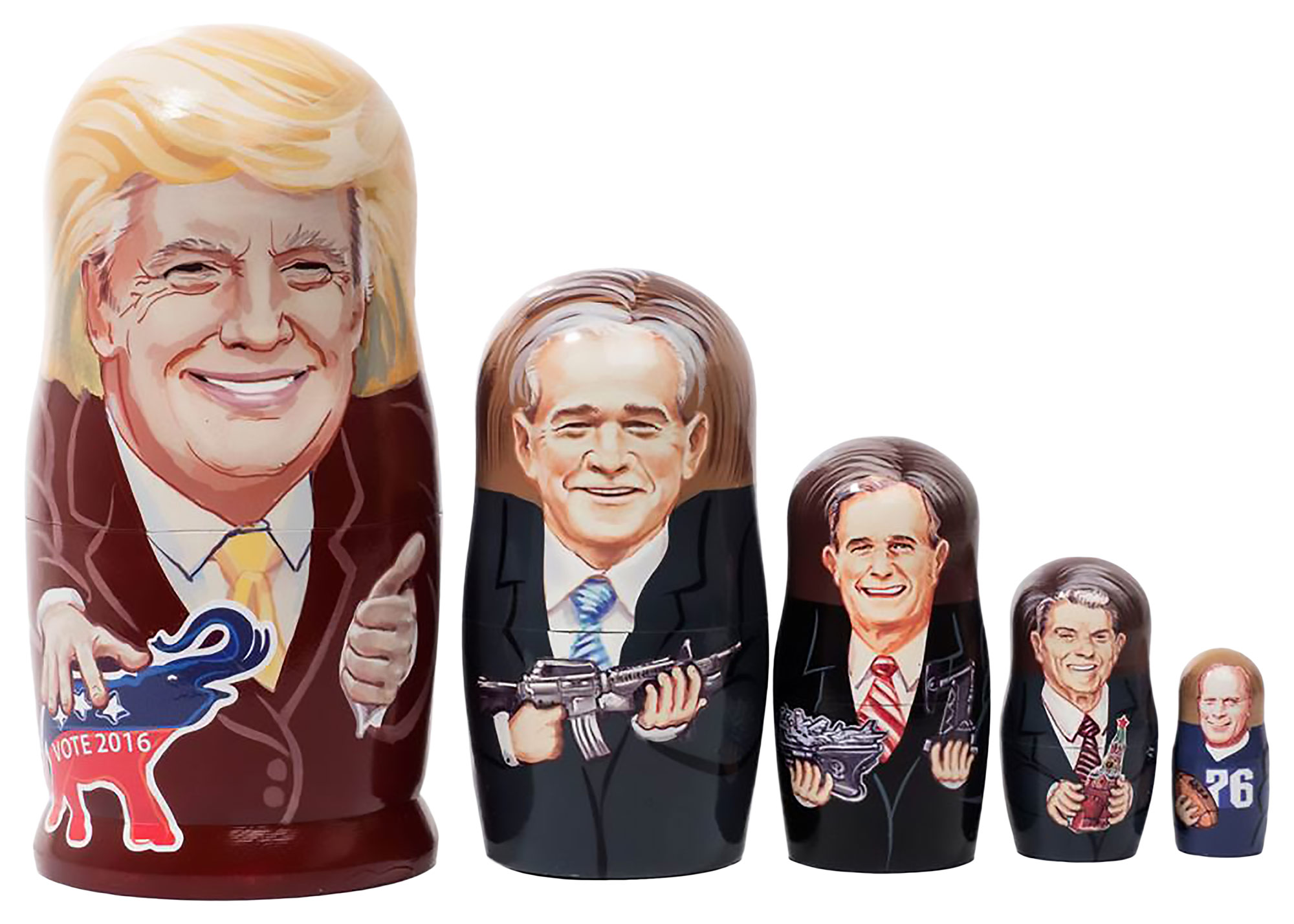 5pcs Handmade Russian Nesting Doll of President Trump & Family 4.25 inches tall 