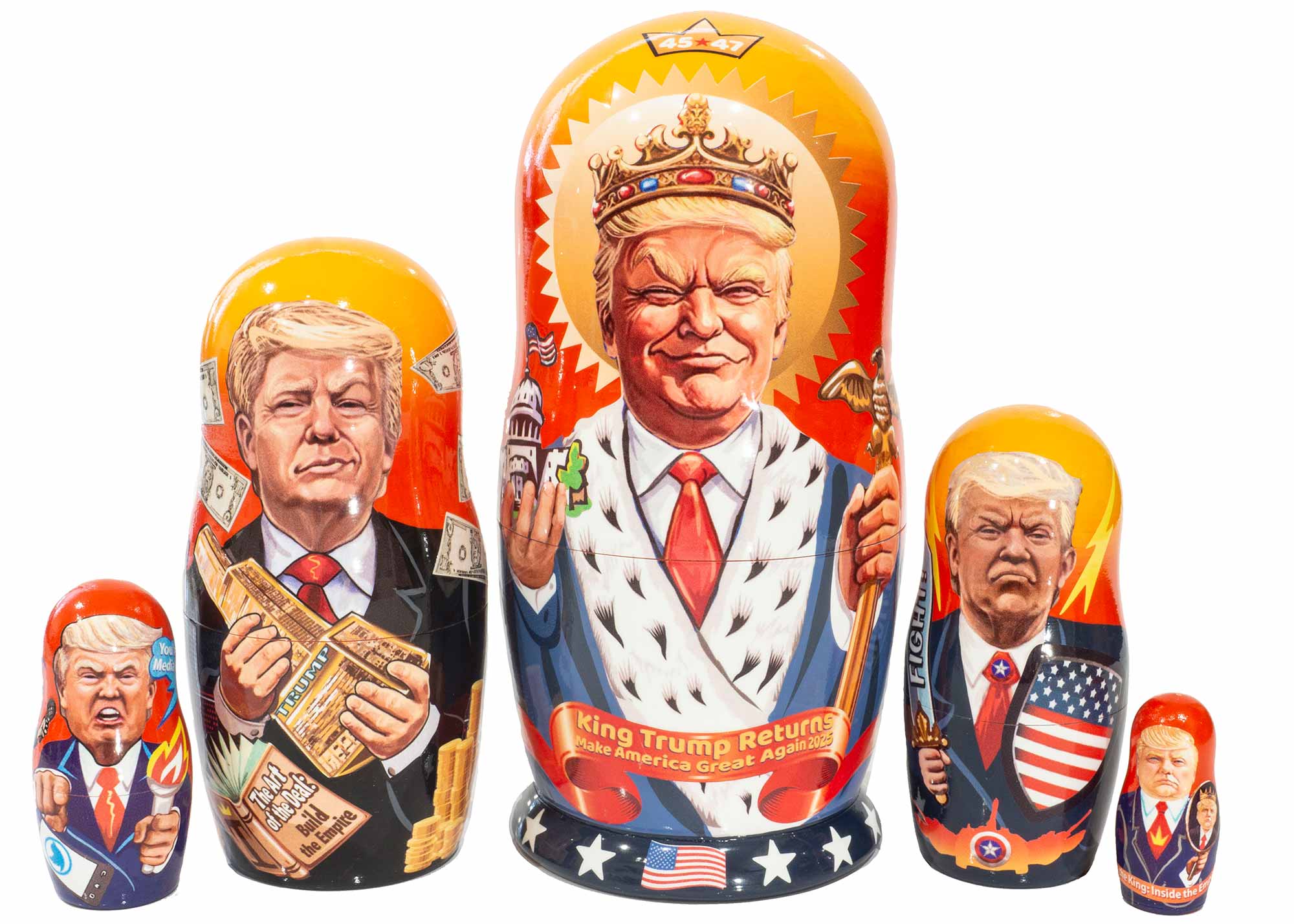 Buy King Trump Nesting Doll 5pc./6" at GoldenCockerel.com