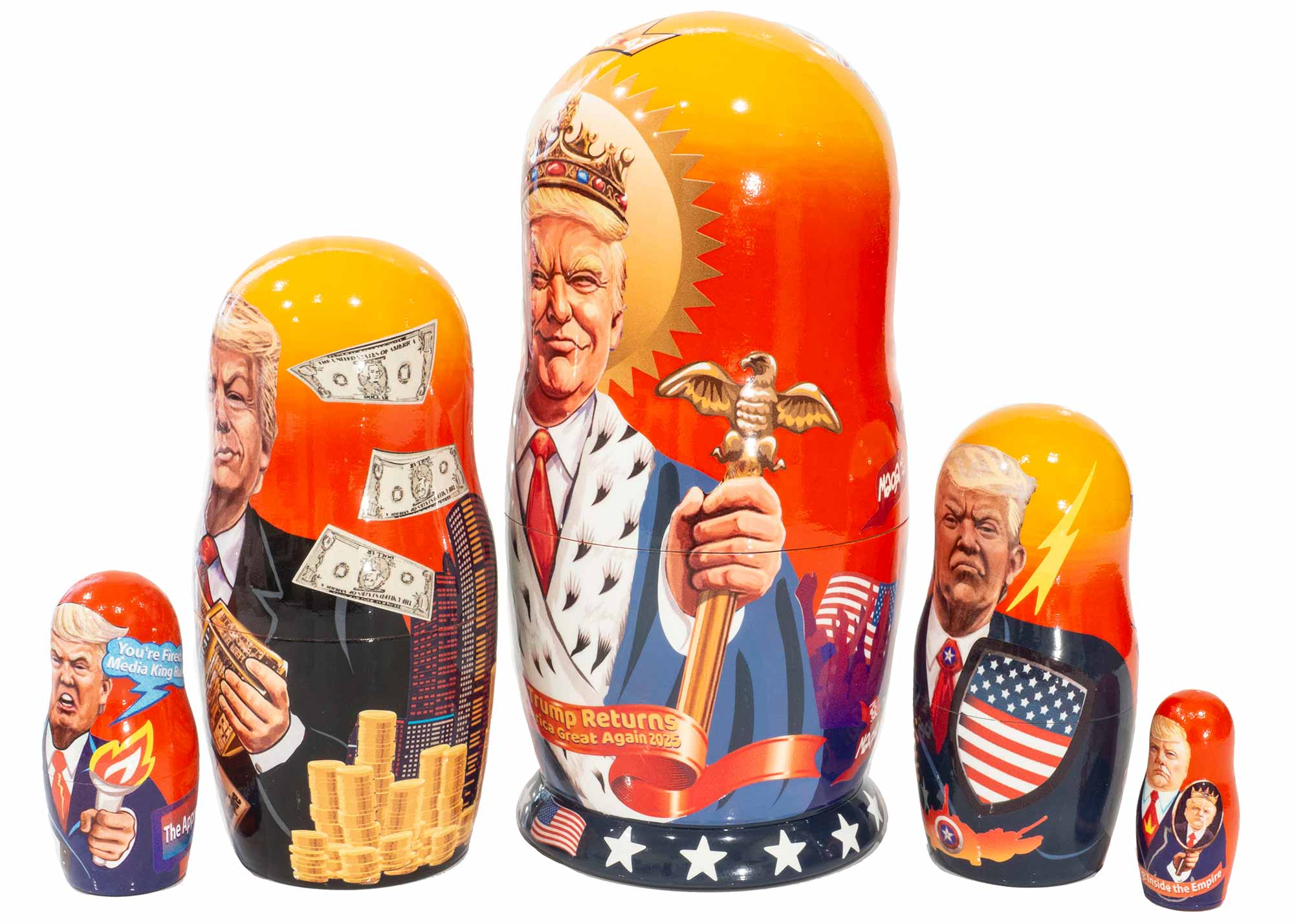 Buy King Trump Nesting Doll 5pc./6" at GoldenCockerel.com