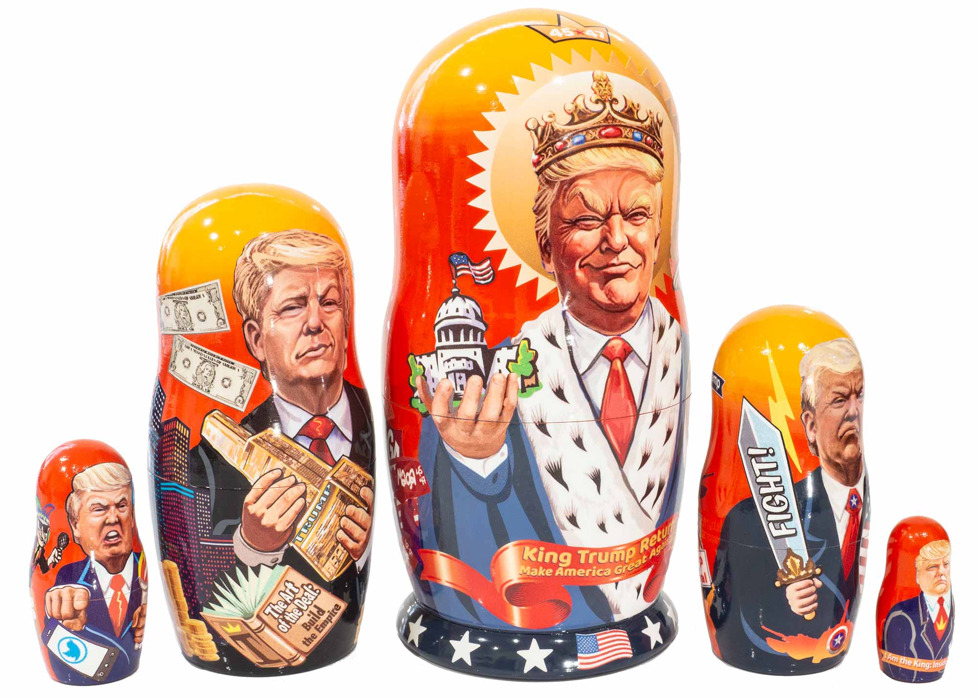 Buy King Trump Nesting Doll 5pc./6" at GoldenCockerel.com