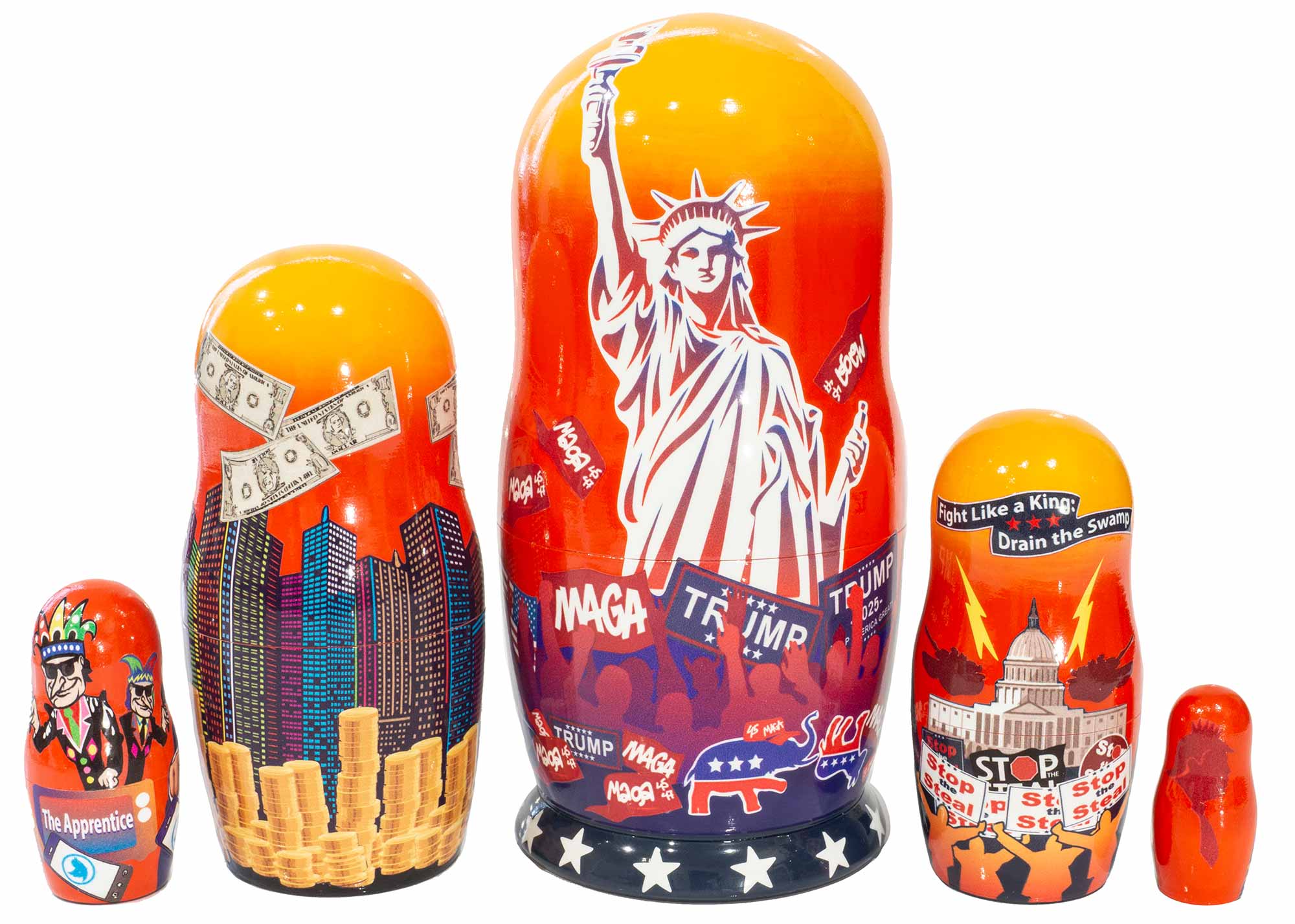 Buy King Trump Nesting Doll 5pc./6" at GoldenCockerel.com