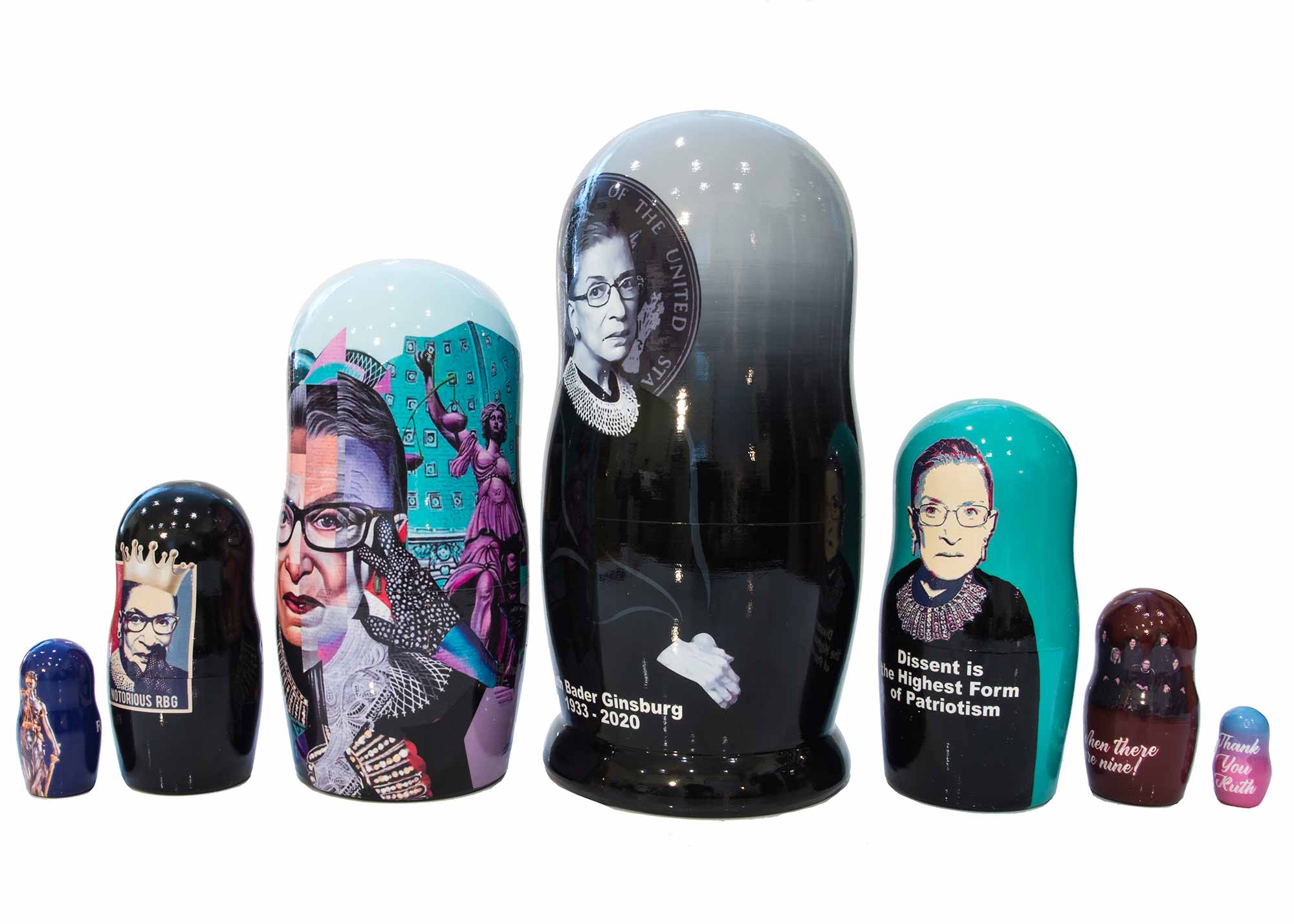 Buy Ruth Bader Ginsburg Nesting Doll 7pc./8" at GoldenCockerel.com