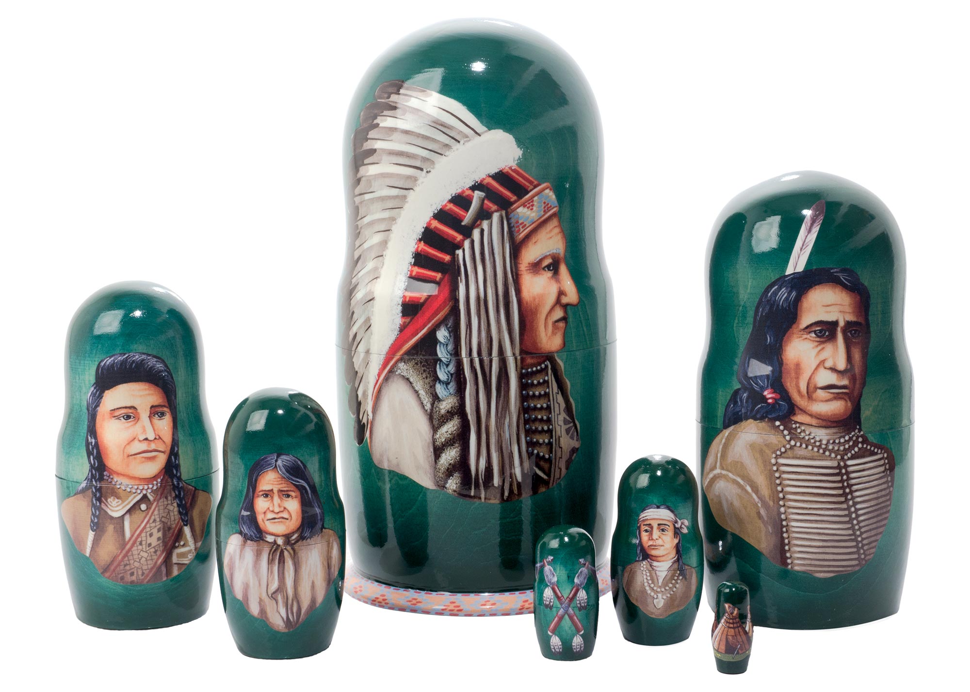 Buy Indian Chiefs Nesting Doll 7pc./8" at GoldenCockerel.com